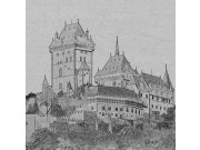 Fototapeta Karlštejn černobílá kresba L-322 | 220x220 cm Fototapety