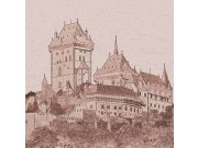 Fototapeta Karlštejn sépiová kresba L-323 | 220x220 cm Fototapety
