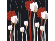 Fototapeta Červenobílé květy na černém pozadí L-330 | 220x220 cm Fototapety