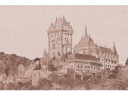 Fototapeta Karlštejn sépiová kresba XL-322 | 330x220 cm Fototapety