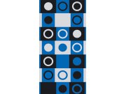 Fototapeta Modročerné čtverce s kruhy S-406 | 110x220 cm Fototapety