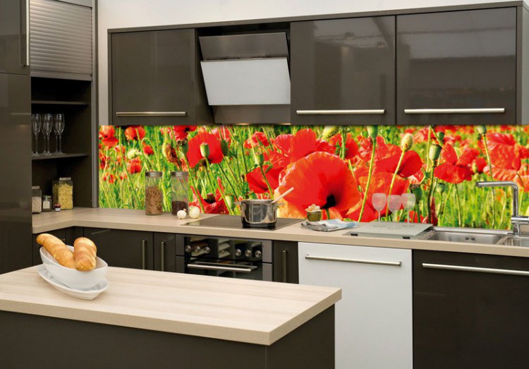 Fototapety - Fototapeta na kuchyňskou linku Červené vlčí máky KI-260-028 Fototapeta na kuchyňskou linku Červené vlčí máky KI-260-028 - Fototapety