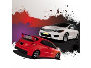 Fototapeta Bílé a červené auto L-270 | 220x220 cm Fototapety