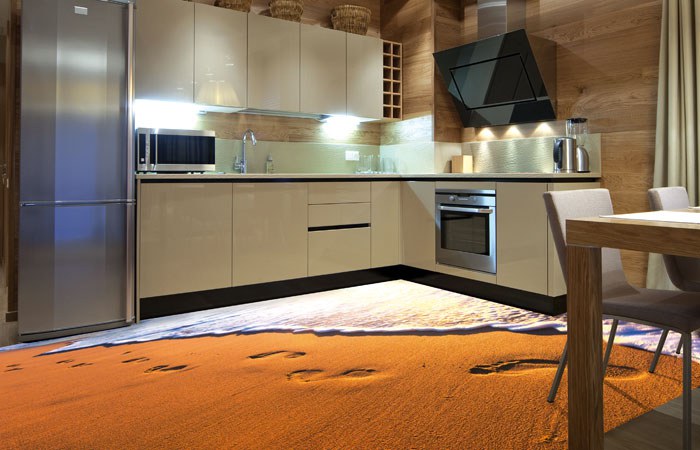 Fototapety - Samolepicí Fototapeta na podlahu Stopy v písku FL-255-009 Samolepicí Fototapeta na podlahu Stopy v písku FL-255-009 - Fototapety