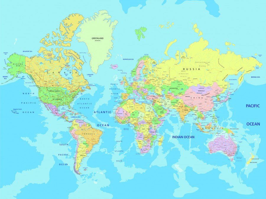 Fototapeta AG Mapa světa FTNXXL-2495 | 360x270 cm - Fototapety