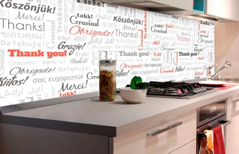 Samolepicí Fototapeta do kuchyně - Nápisy děkuji KI-180-094 | 180x60 cm - Fototapety