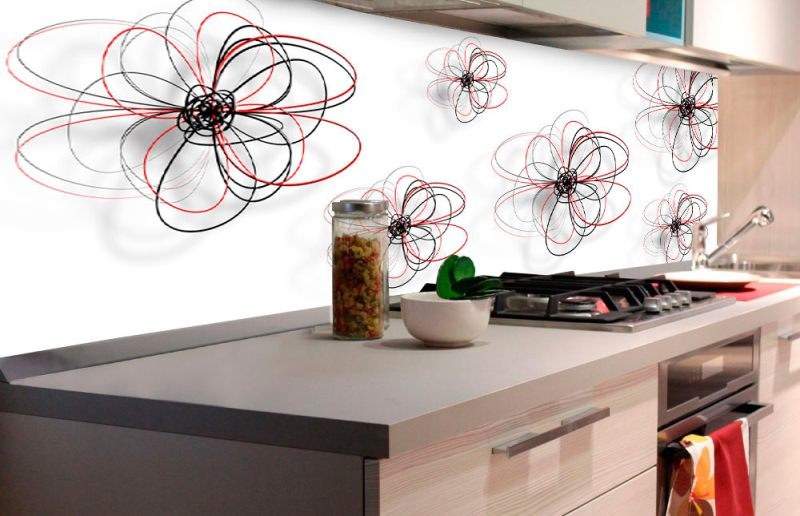 Samolepicí Fototapeta do kuchyně - Červeno-černé květiny KI-180-098 | 180x60 cm Samolepicí Fototapeta do kuchyně - Červeno-černé květiny KI-180-098 | 180x60 cm