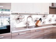 Samolepicí Fototapeta do kuchyně - Červeno-černé květiny KI-260-098 | 260x60 cm Fototapety