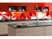 Samolepicí Fototapeta do kuchyně - Červené listy KI-350-008 | 350x60 cm Fototapety