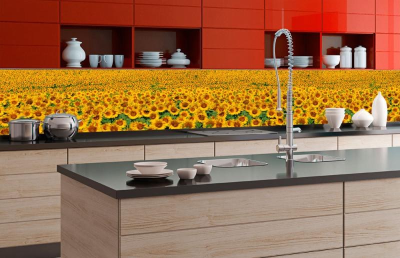 Samolepicí Fototapeta do kuchyně - Lány slunečnic KI-350-030 | 350x60 cm Samolepicí Fototapeta do kuchyně - Lány slunečnic KI-350-030 | 350x60 cm