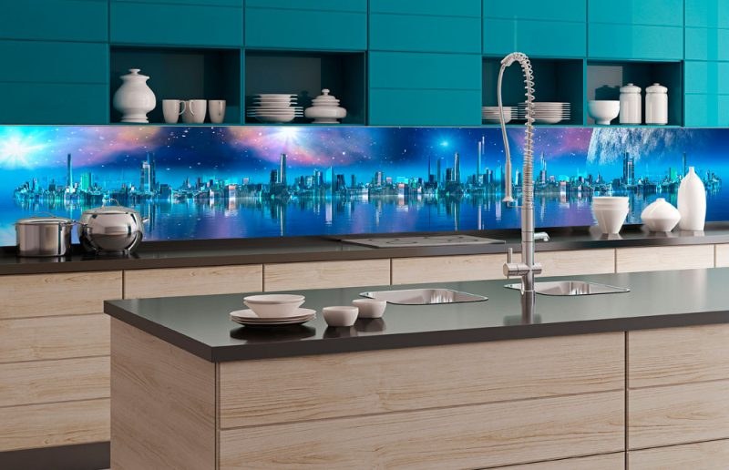 Samolepicí Fototapeta do kuchyně - Město budoucnosti KI-350-036 | 350x60 cm - Fototapety