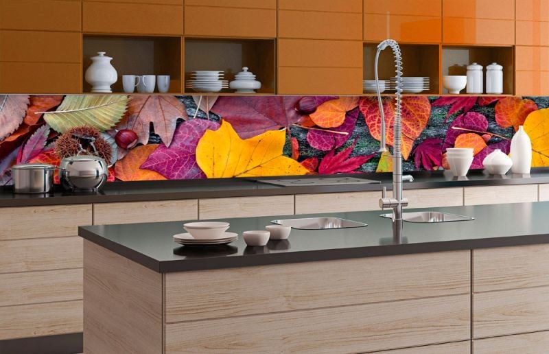 Samolepicí Fototapeta do kuchyně - Podzimní listí KI-350-047 | 350x60 cm - Fototapety