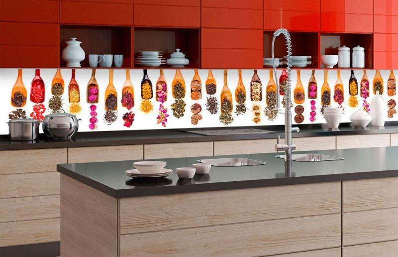 Samolepicí Fototapeta do kuchyně - Lopatky s bylinkami KI-350-076 | 350x60 cm