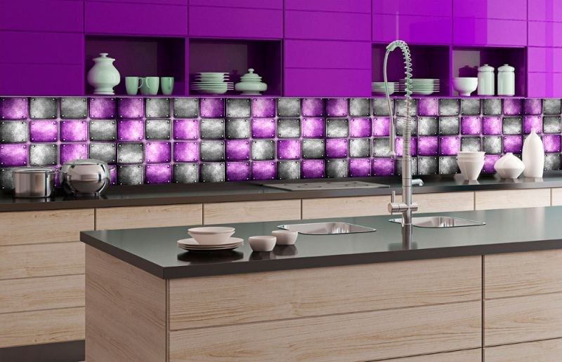 Samolepicí Fototapeta do kuchyně - Kovová kachličky KI-350-078 | 350x60 cm Samolepicí Fototapeta do kuchyně - Kovová kachličky KI-350-078 | 350x60 cm