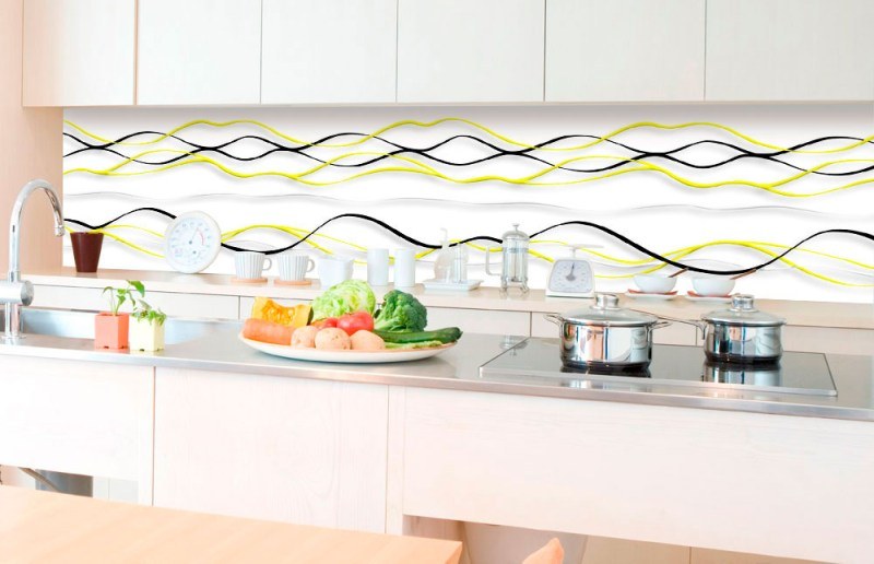 Samolepicí Fototapeta do kuchyně - Žluté vlny KI-350-100 | 350x60 cm - Fototapety
