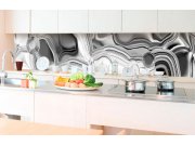 Samolepicí Fototapeta do kuchyně - Kapalná chromová stříbro KI-350-101 | 350x60 cm