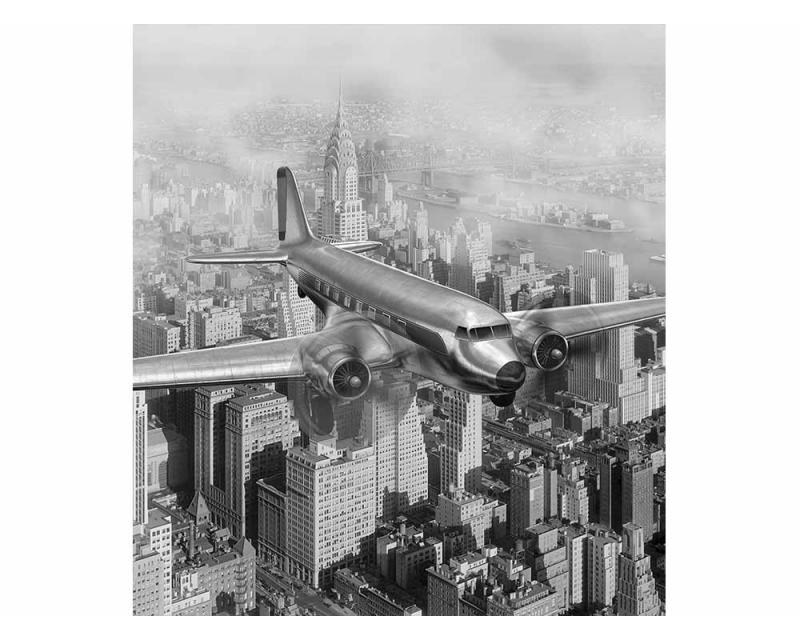 Fototapeta na zeď Letadlo nad městem | MS-3-0006 | 225x250 cm - Fototapety