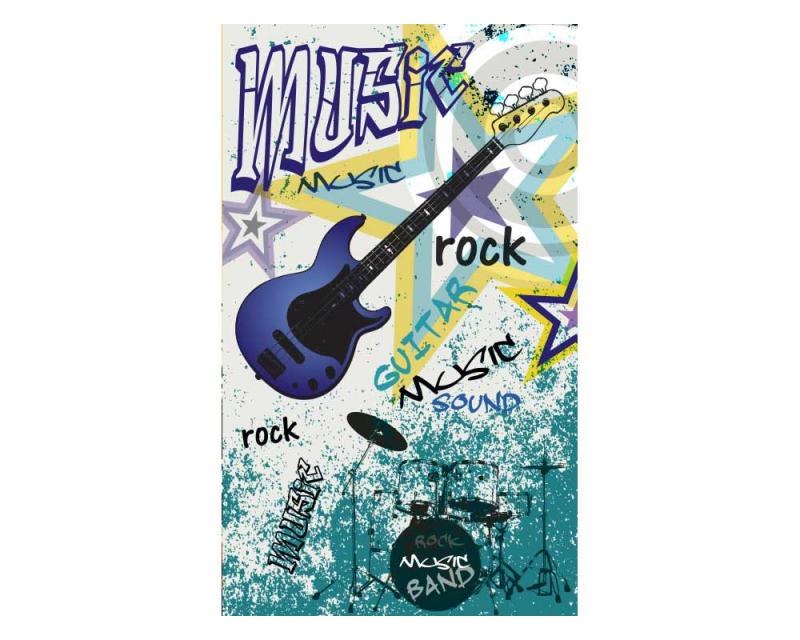 Fototapety - Fototapeta na zeď Modrá kytara | MS-2-0323 | 150x250 cm Fototapeta na zeď Modrá kytara | MS-2-0323 | 150x250 cm - Fototapety