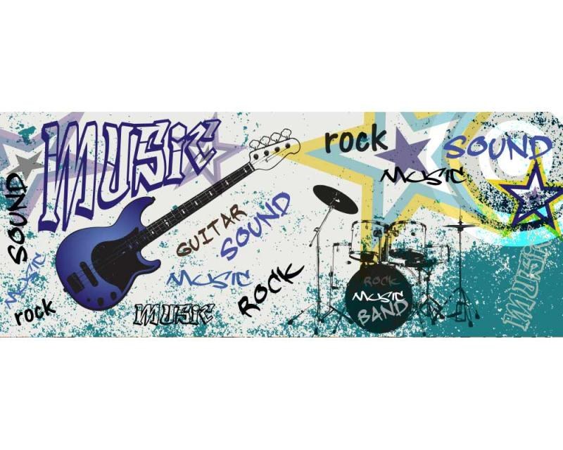 Panoramatická Fototapeta na zeď Modrá kytara | MP-2-0323 | 375x150 cm - Fototapety