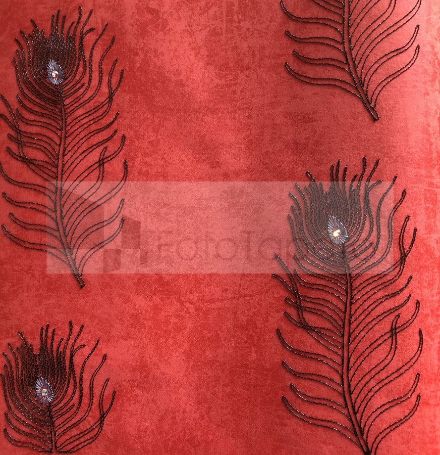 Tapeta Peacock červená černé paví oka 6631