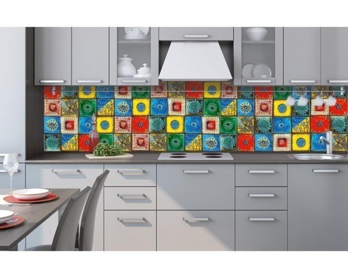 Samolepicí Fototapeta do kuchyně Lisabonské kachličky KI-260-107 | 260x60 cm - Fototapety