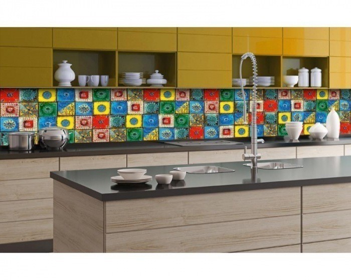 Fototapety - Samolepicí Fototapeta do kuchyně Lisabonské kachličky KI-350-107 | 350x60 cm Samolepicí Fototapeta do kuchyně Lisabonské kachličky KI-350-107 | 350x60 cm - Fototapety