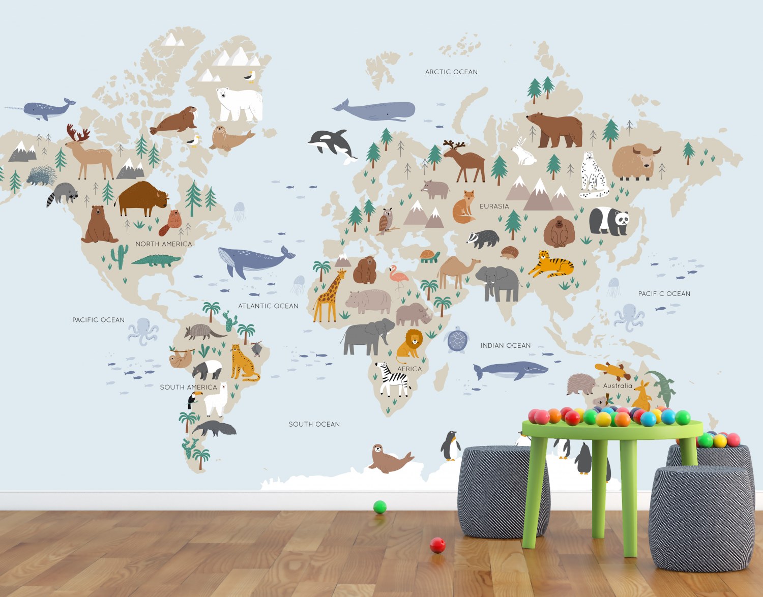 Tapeta Animals world map | Lepidlo zdarma - Fototapety