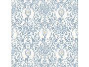 Modrá tapeta ornamenty se zvířaty JS3304 | Lepidlo zdarma Tapety Vavex