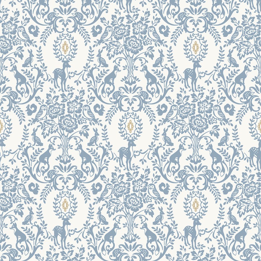 Modrá tapeta ornamenty se zvířaty JS3304 | Lepidlo zdarma - Tapety Vavex