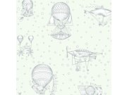 Zelená tapeta balony a vzducholodě JR3001 | Lepidlo zdarma