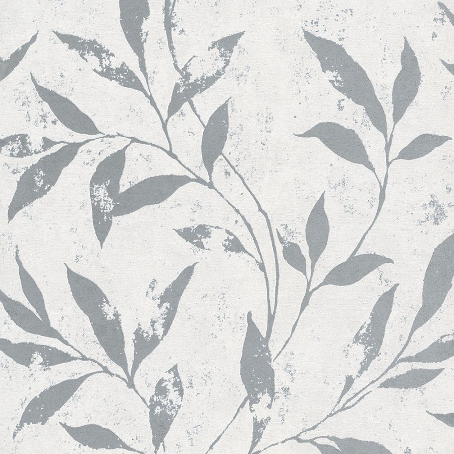 Bílo-šedá tapeta s květy A48301 | Lepidlo zdarma