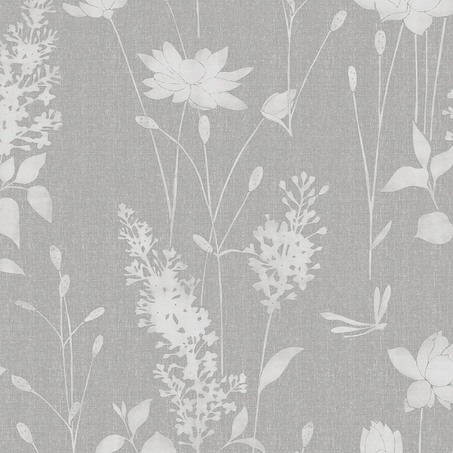 Tapeta s bílošedými květy 113344 | Lepidlo zdarma