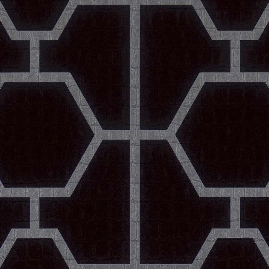 Černá geometrická tapeta s vinylovým povrchem Z80024 Philipp Plein
