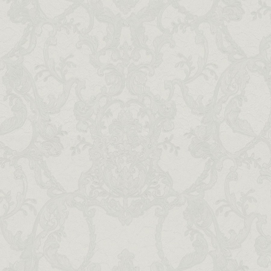 Bílo-stříbrná ornamentální tapeta s vinylovým povrchem Z80040 Philipp Plein