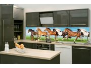 Samolepicí Fototapeta do kuchyně KI-260-111 Stádo koní | 260 x 60 cm Fototapety