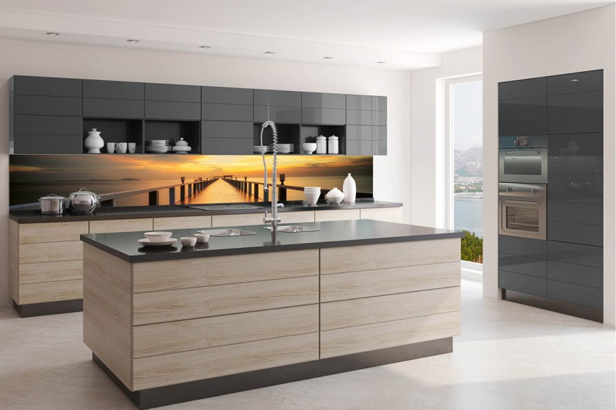 Fototapety - Samolepicí Fototapeta do kuchyně KI-350-114 Dřevěný most | 350 x 60 cm Samolepicí Fototapeta do kuchyně KI-350-114 Dřevěný most | 350 x 60 cm - Fototapety