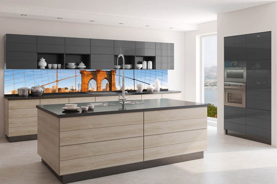 Fototapety - Samolepicí Fototapeta do kuchyně KI-350-116 Brooklyn Bridge | 350 x 60 cm Samolepicí Fototapeta do kuchyně KI-350-116 Brooklyn Bridge | 350 x 60 cm - Fototapety