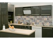 Samolepicí Fototapeta do kuchyně KI-260-165 Modré kachličky | 260 x 60 cm Fototapety