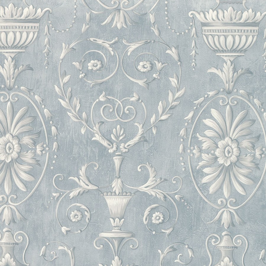 Tapeta se zámeckými ornamenty na šedo modrém štukovám podkladu | 27404 | Lepidlo zdarma - Tapety Vavex