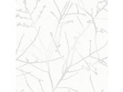 Šedo-bílá tapeta s větvičkami 33-275 | Lepidlo zdrama