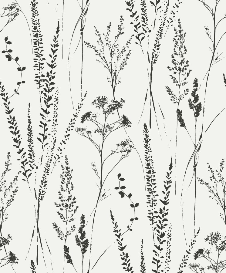 Bílo-černá tapeta s trávami A64201 | Lepidlo zdrama - Tapety Vavex