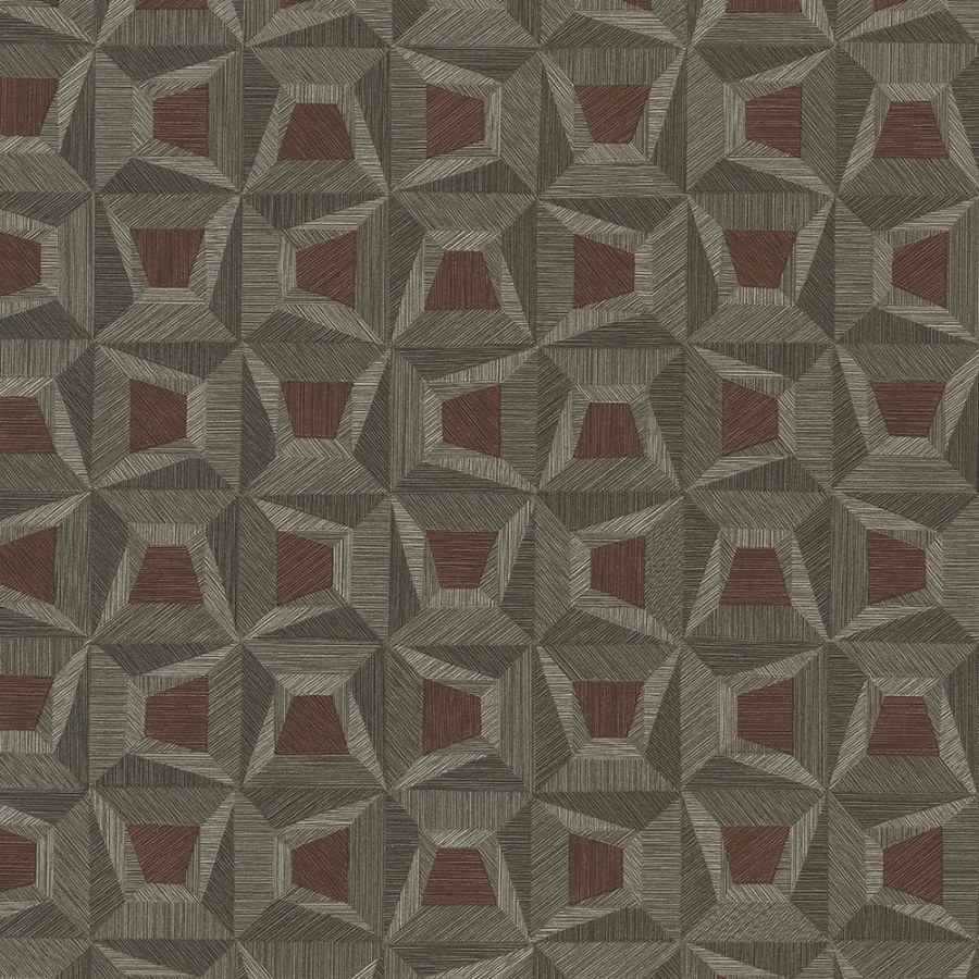 Hnědá geometrická Tapeta s vinylovým povrchem 31911 Textilia | Lepidlo zdrama - Tapety Vavex
