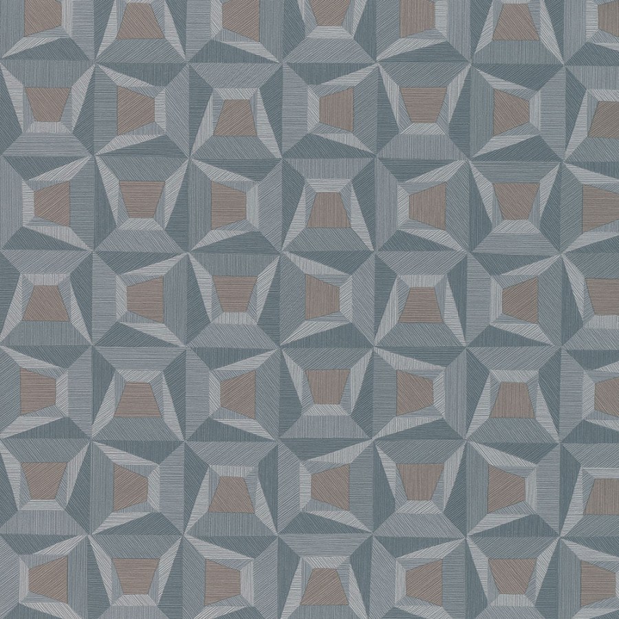 Modrá geometrická Tapeta s vinylovým povrchem 31910 Textilia | Lepidlo zdrama