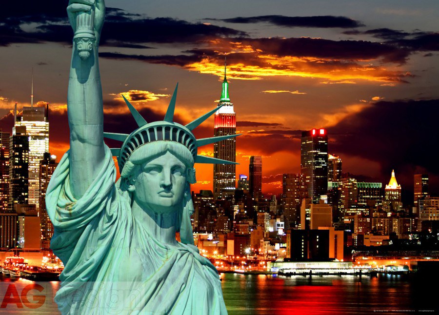 Fototapeta AG Sunset Liberty FTNM-2612 | 160x110 cm - Fototapety