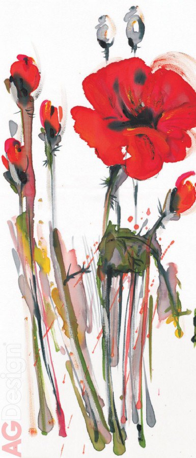 Fototapety - Fototapeta Art Poppy FTNV-2829 | 90x202 cm Fototapeta Art Poppy FTNV-2829 | 90x202 cm - Fototapety