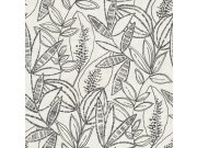 Tapeta na zeď, šedo-černá, listy, Vavex 2027