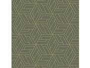 Tapety Yara - Zeleno-zlatá geometrická tapeta na zeď Zeleno-zlatá geometrická tapeta na zeď