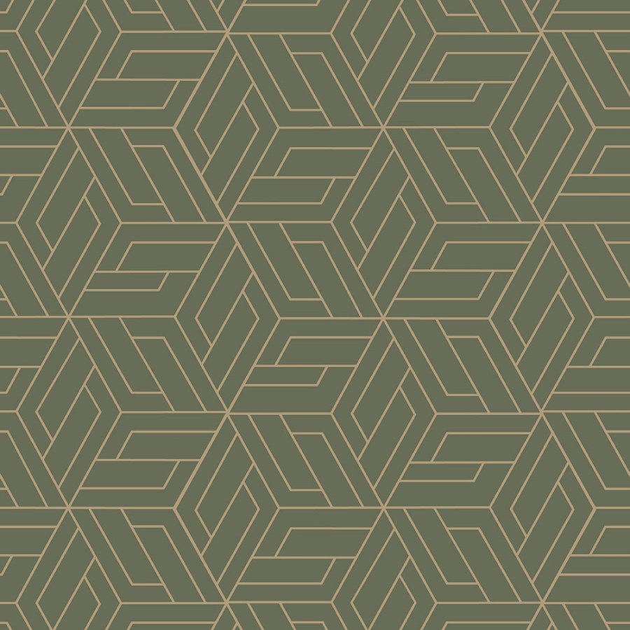 Zeleno-zlatá geometrická tapeta na zeď Zeleno-zlatá geometrická tapeta na zeď