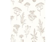 Tapeta na zeď, bílo-stříbrná, květiny trávy, Vavex 2027