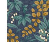 Tapety Yara - Modrá tapeta s větvičkami a listy Modrá tapeta s větvičkami a listy